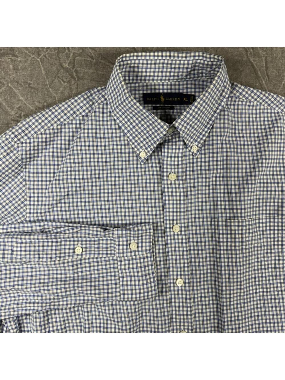 Ralph Lauren Shirt Men's XL Blue 120's Poplin Button Down